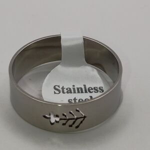Men's Silver Stainless Steel Ring with Leaf Design